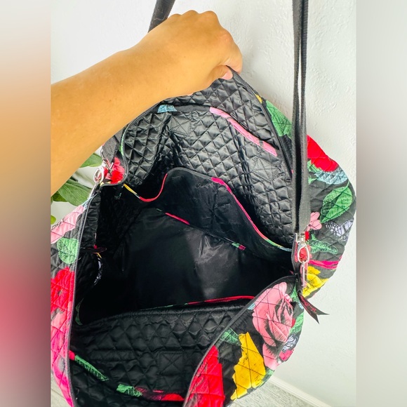 Vera Bradley Large Deluxe Duffle Bag Havana Rose Quilted Floral Retired Travel - Picture 14 of 15